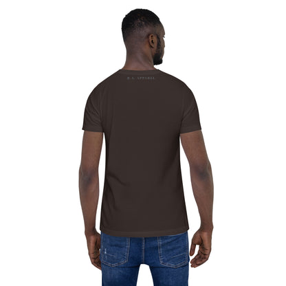 Workrate T-Shirt - Left Placement by R.A. Apparel, image 6, back view, Black Heather, size 3XL, left placement.