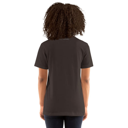 Impact Form T-Shirt - Left Placement image 4: Black Heather version, size XL with back view of the Shape Lives range.
