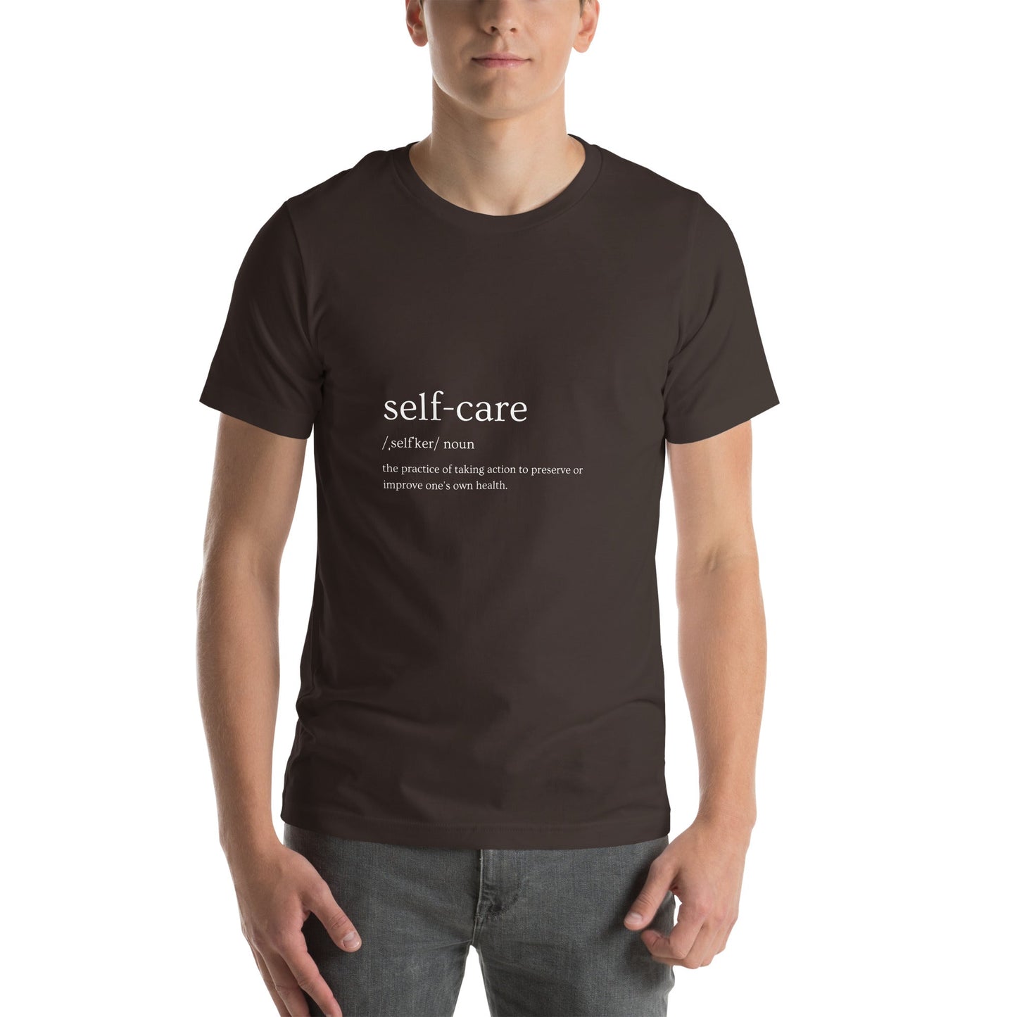 Image 6 of Black Heather Self Ritual T-Shirt - Left Placement, size 3XL, with Self Care artwork visible in front view.