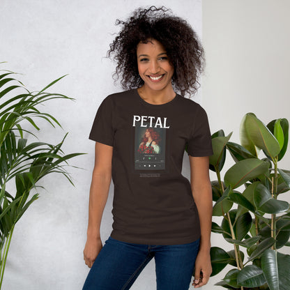 Image 5 of Black Heather Petaline T-Shirt - Left Placement, size 2XL, with Petal artwork visible in front view.