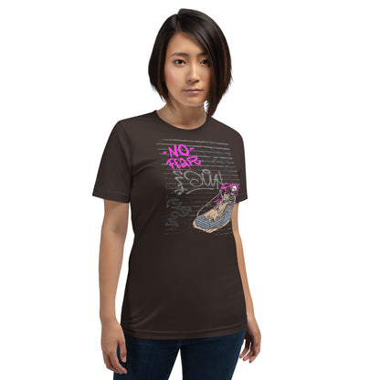 Fearless T-Shirt - Left Placement image 5 in Black Heather, size XL, showing front view for the No Fear design.