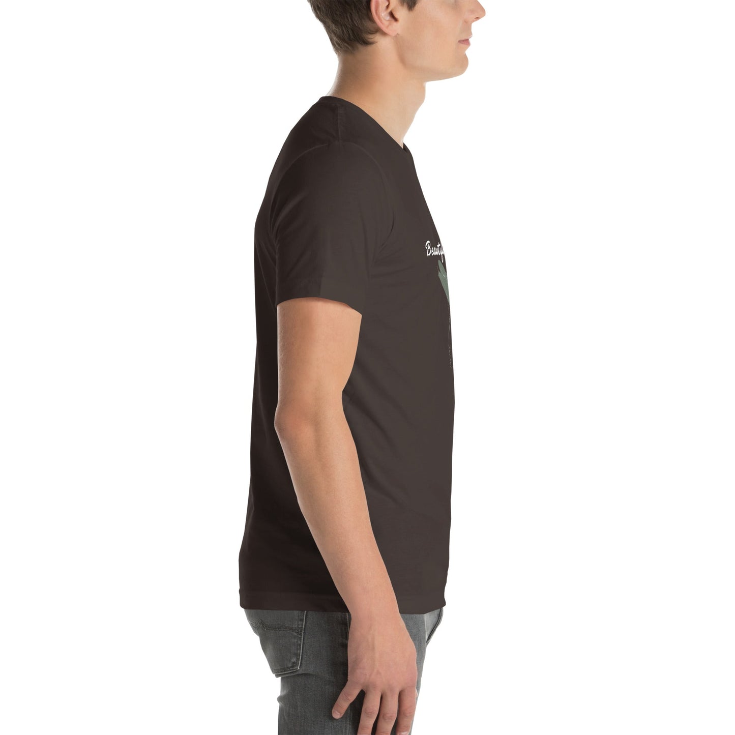 Bellevie T-Shirt - Left Placement product image 7 in Black Heather, size 4XL, with right-side angle and left placement.