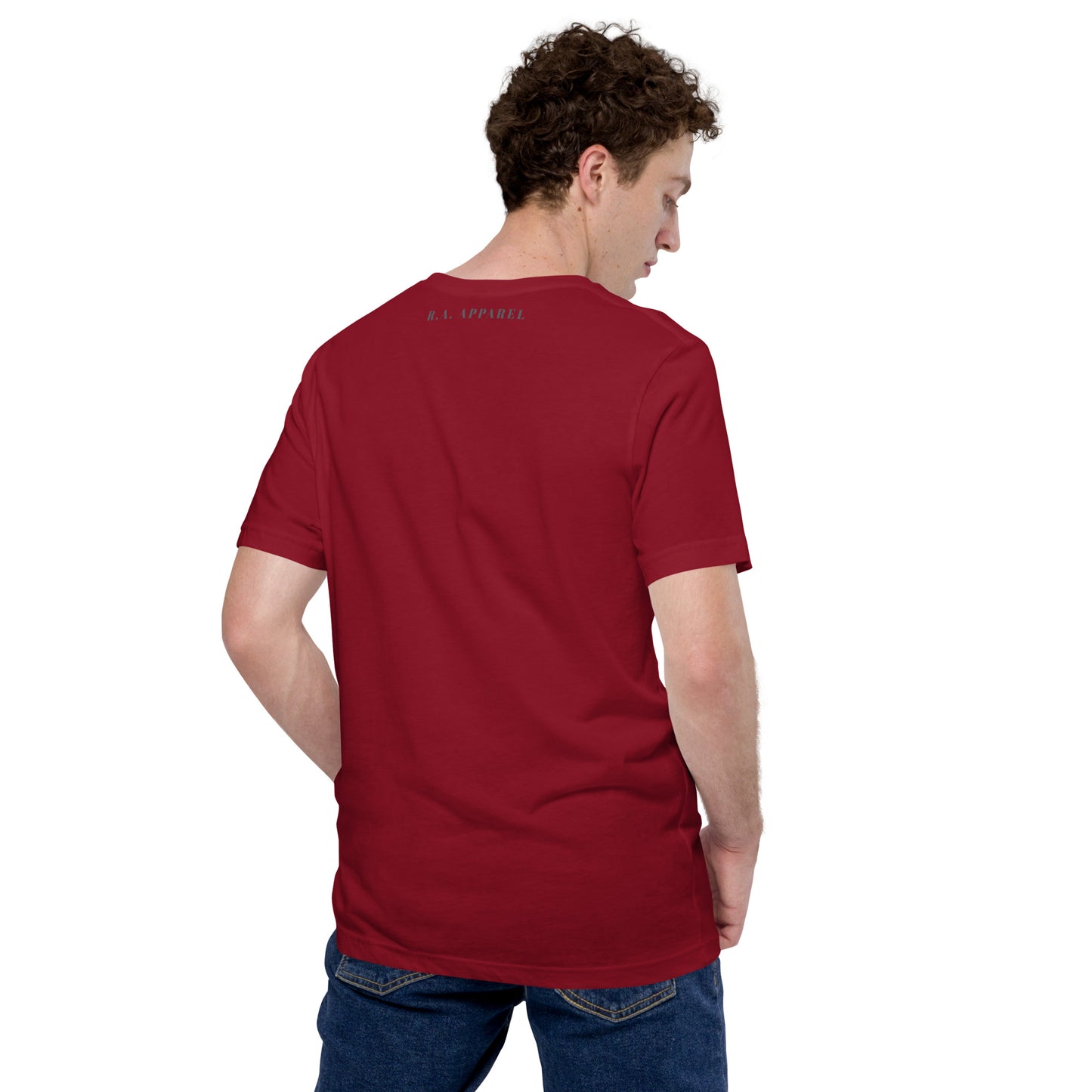 Urban T-Shirt - Left Placement by R.A. Apparel, image 7, back view, Black Heather, size 4XL, left placement.