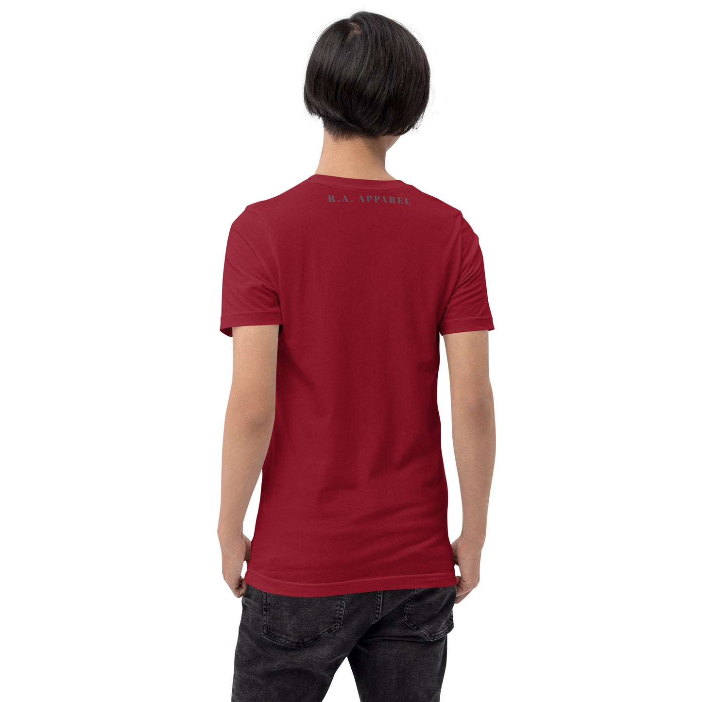 Waterbearer T-Shirt - Left Placement image 8: Black version, size M with back view of the Aquarius range.