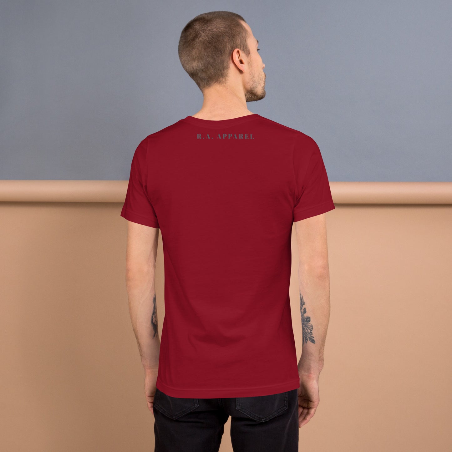 Moonhaven T-Shirt by R.A. Apparel, image 30, back view, Navy, size 2XL, design placement.