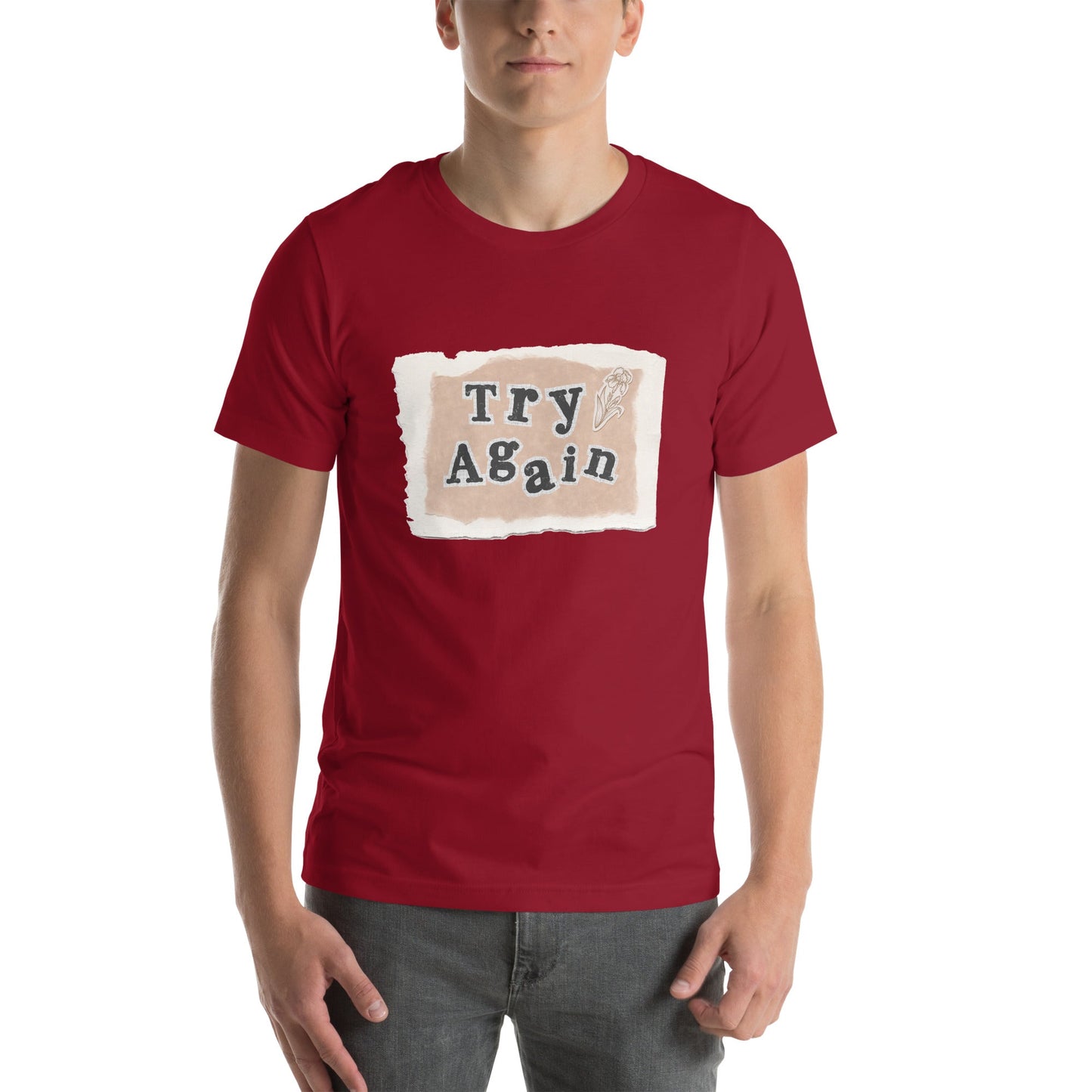 Retry T-Shirt - Left Placement image 5 in Black Heather, size 2XL, showing front view for the Try Again design.