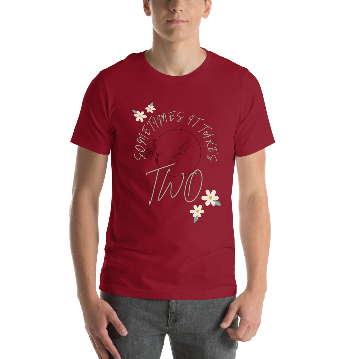 Duet T-Shirt - Left Placement image 5 in Black Heather, size 2XL, showing front view for the It Takes Two design.