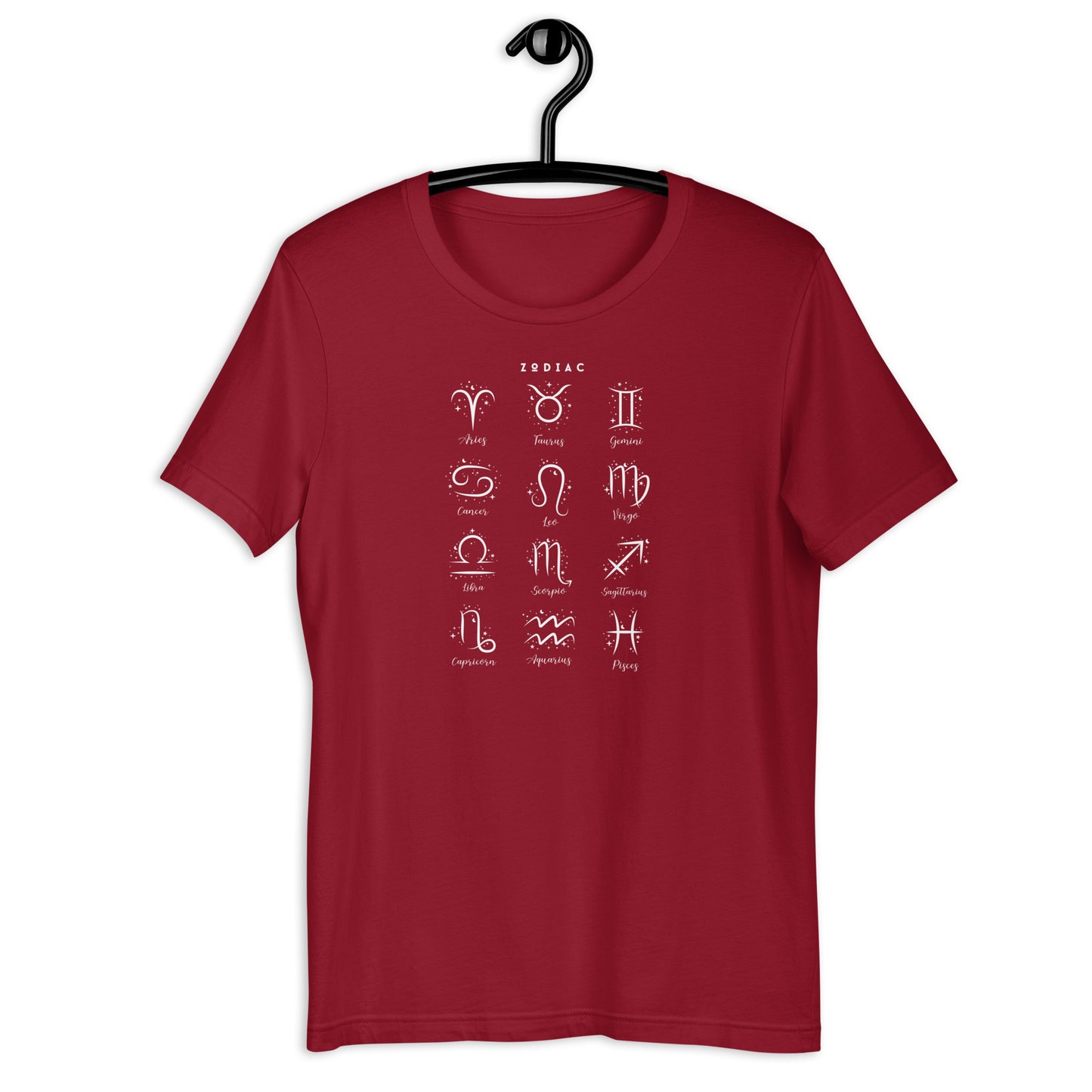 Astral Circle T-Shirt - Left Placement image 7 in Black Heather, size 4XL, showing front view for the Zodiac design.
