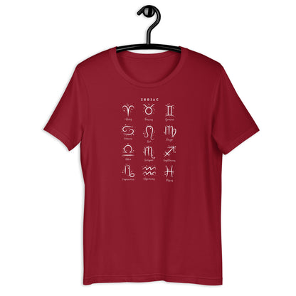 Astral Circle T-Shirt - Left Placement image 7 in Black Heather, size 4XL, showing front view for the Zodiac design.