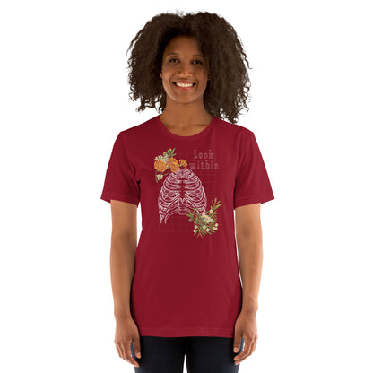 Innerline T-Shirt - Left Placement image 5: Black Heather version, size 2XL with front view of the Look Within range.