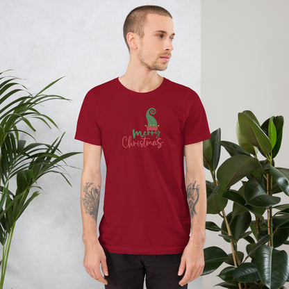 Noelle T-Shirt - Left Placement image 5 in Black Heather, size XL, showing front view for the Merry Christmas design.