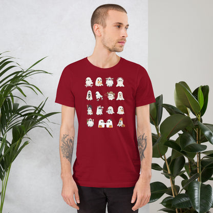 Image 1 of Black Heather Spectral T-Shirt - Left Placement, size XS, with Ghosts artwork visible in front view.