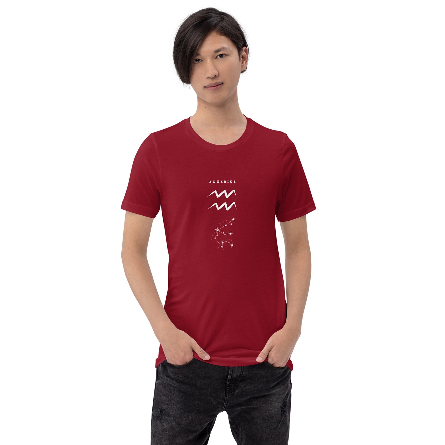 Waterbearer T-Shirt - Left Placement image 7 in Black, size S, showing front view for the Aquarius design.