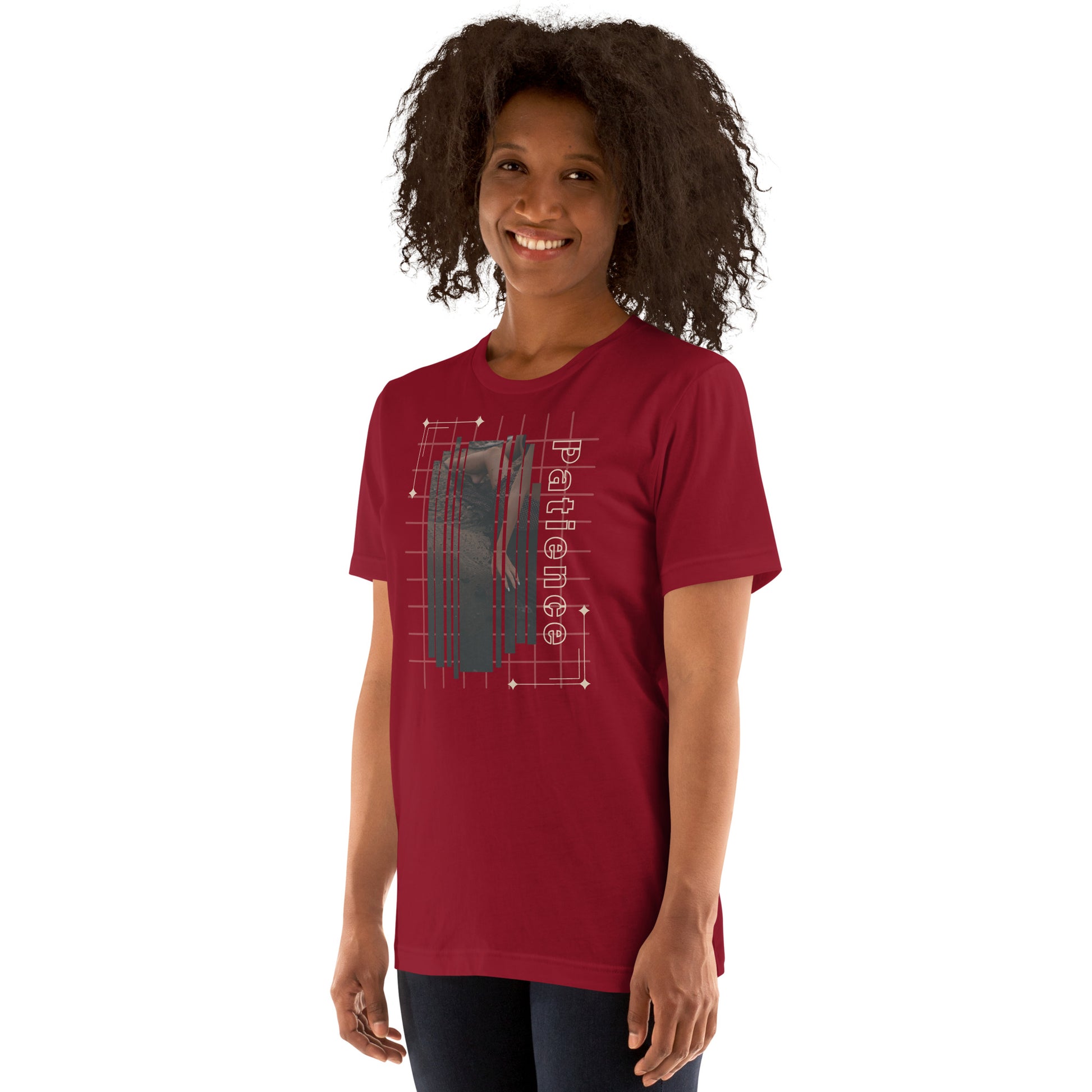 Stillwater T-Shirt - Left Placement by R.A. Apparel, image 5, front view, left-side angle, Black Heather, size 2XL, left placement.