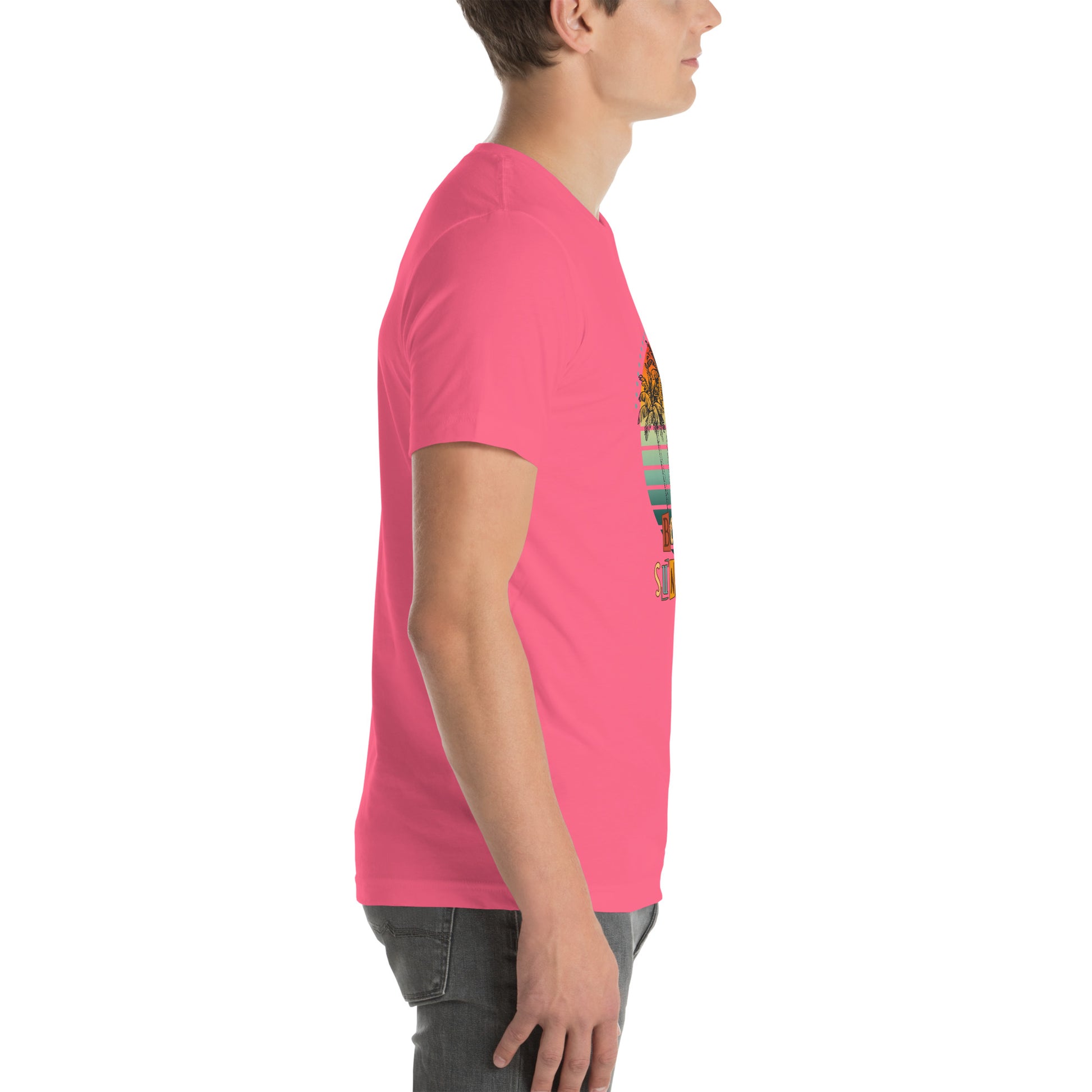 Solara T-Shirt image 74: Gold version, size XL with right-side angle of the Be the Sunshine range.