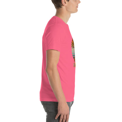 Solara T-Shirt image 74: Gold version, size XL with right-side angle of the Be the Sunshine range.