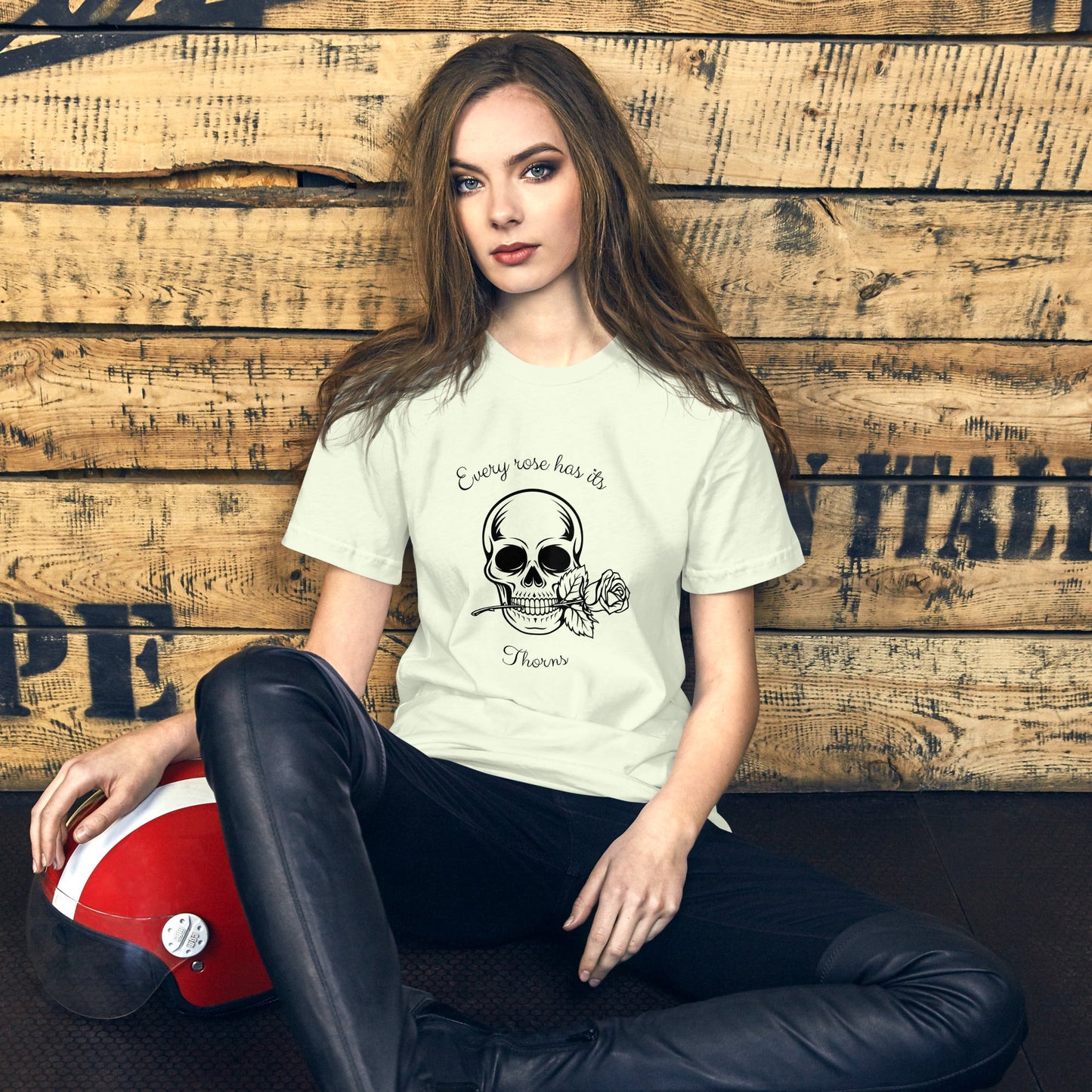 Rose & Bone T-Shirt - Left Placement image 14 in Heather Prism Peach, size 4XL, showing front view for the Skull and Rose design.