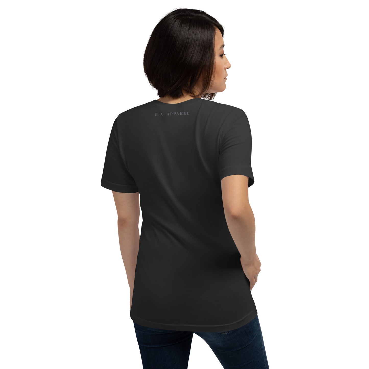 Image 30 of Navy Zenline T-Shirt - Left Placement, size XS, with Pure Zen artwork visible in back view.