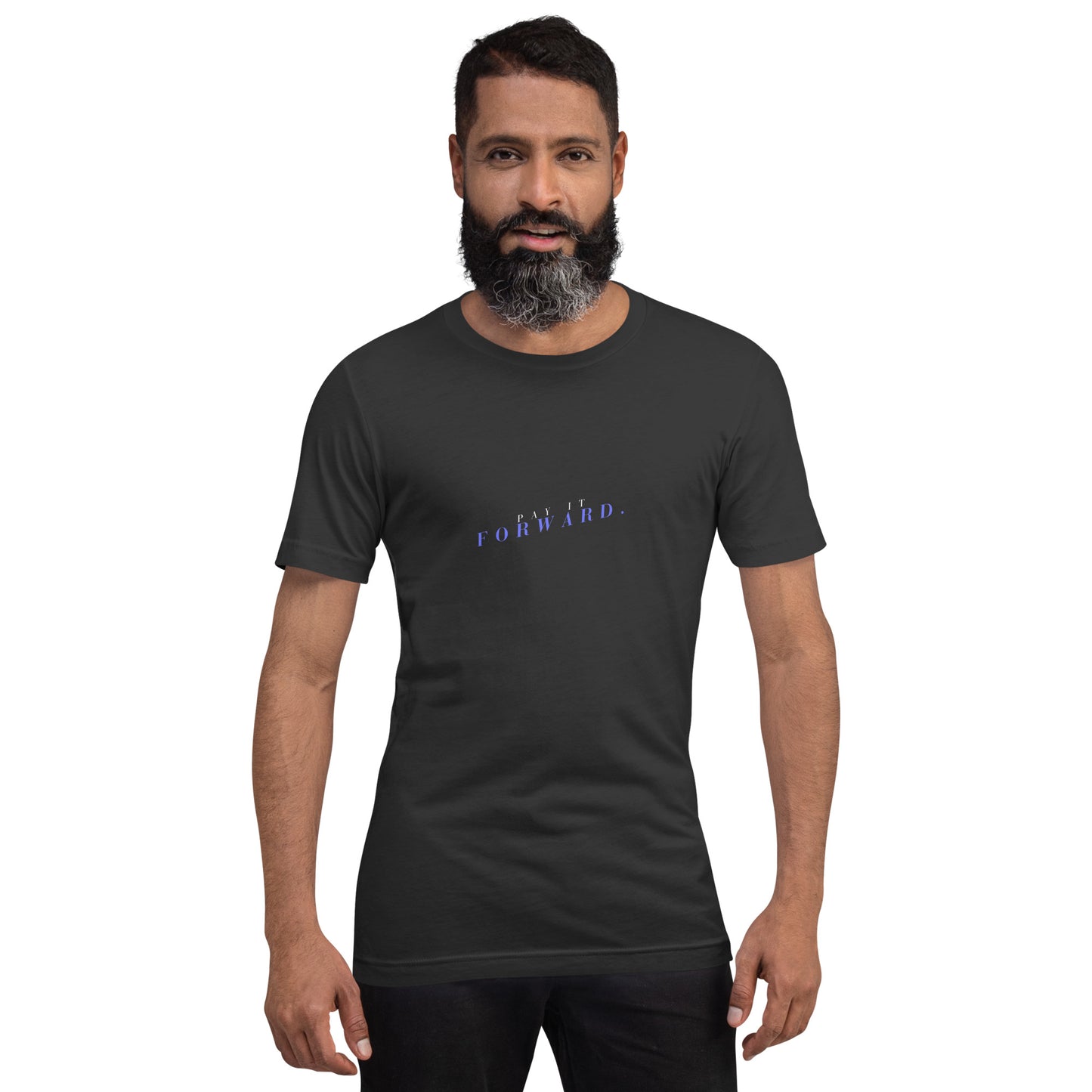Forward Kind T-Shirt - Left Placement 78 image 43: Dark Grey version, size M with front view of the Pay It Forward range.