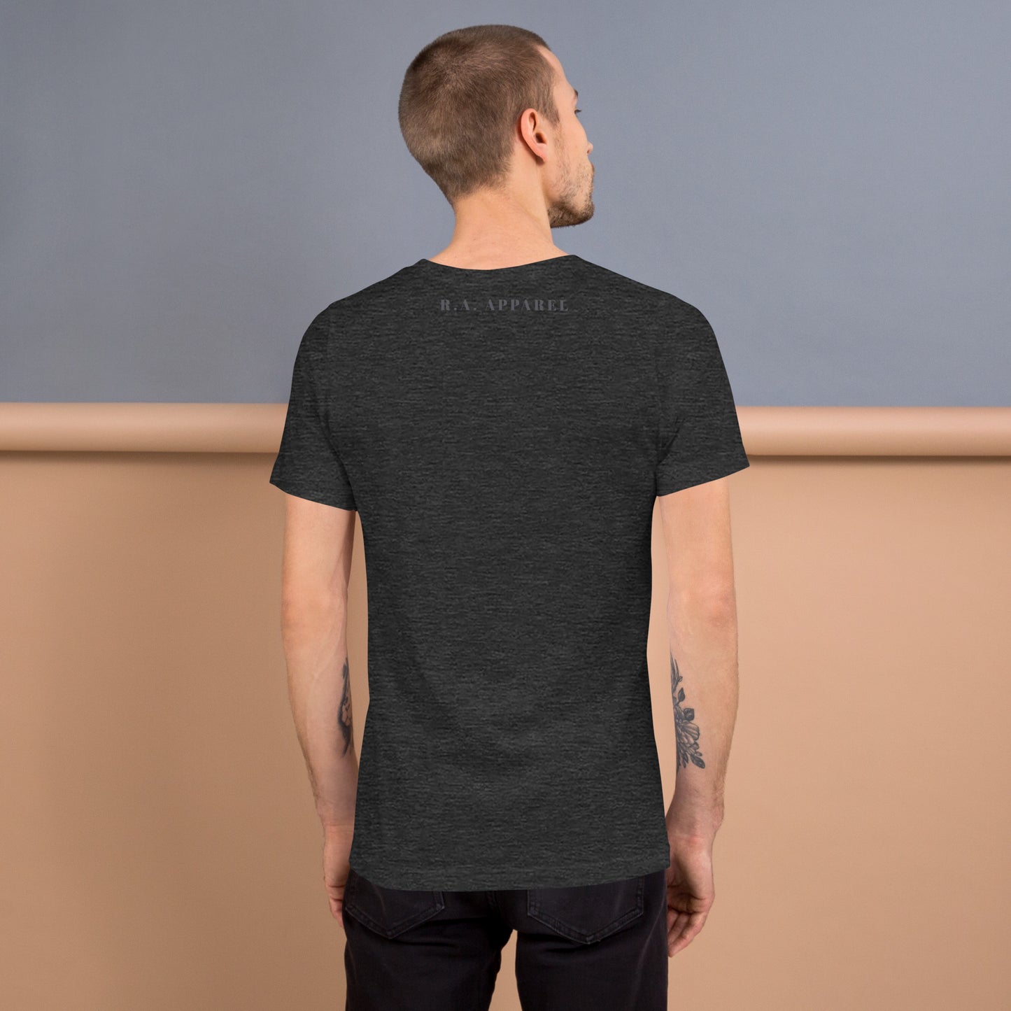 Moonhaven T-Shirt image 66 in Heather Navy, size S, showing back view for the Cancer design.