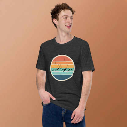 Image 20 of Oxblood Black Summitline T-Shirt - Left Placement, size 3XL, with Mountain Range artwork visible in front view.