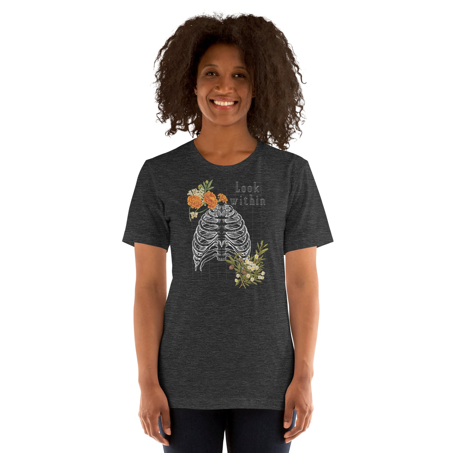 Innerline T-Shirt - Left Placement image 17 in Oxblood Black, size L, showing front view for the Look Within design.