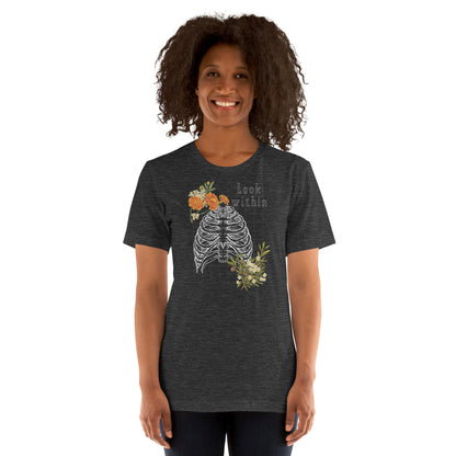 Innerline T-Shirt - Left Placement image 17 in Oxblood Black, size L, showing front view for the Look Within design.