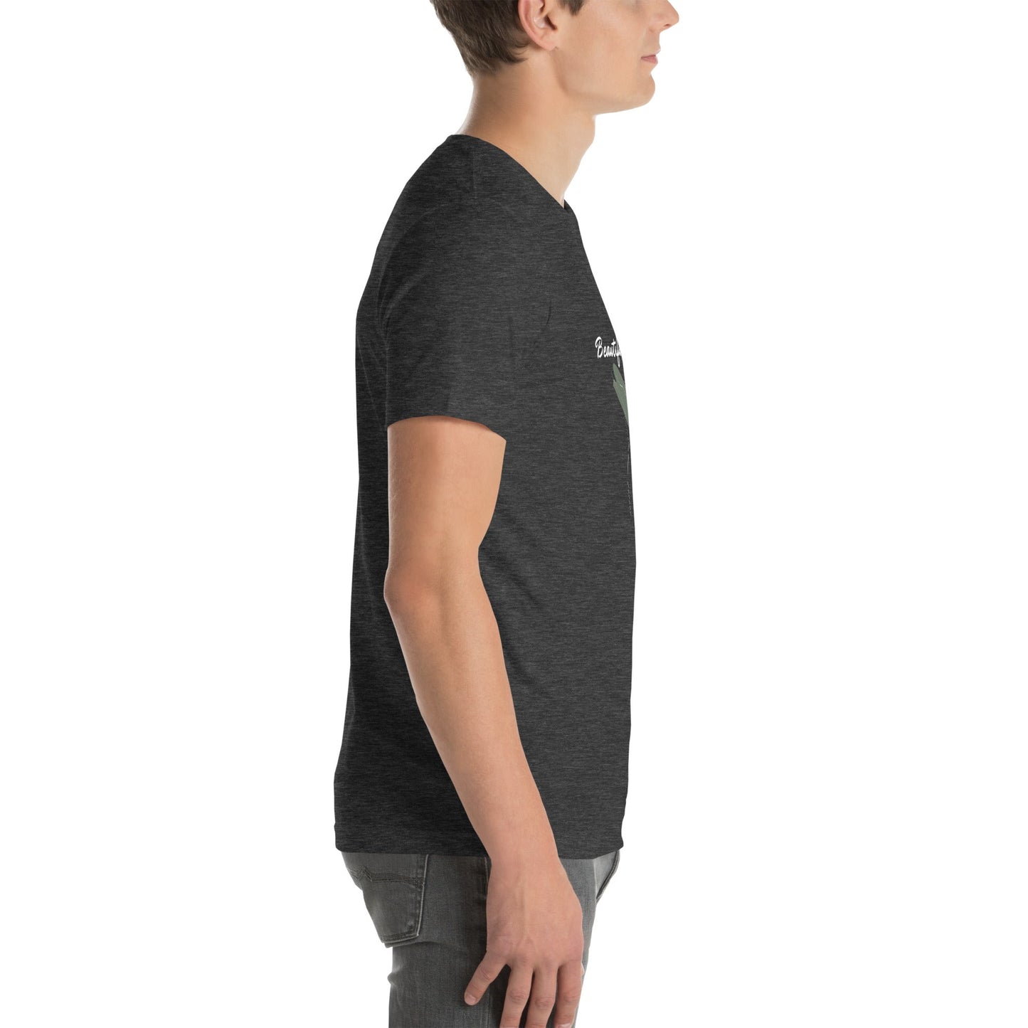 Bellevie T-Shirt - Left Placement image 12 in Black, size 2XL, showing right-side angle for the Beautiful Life design.