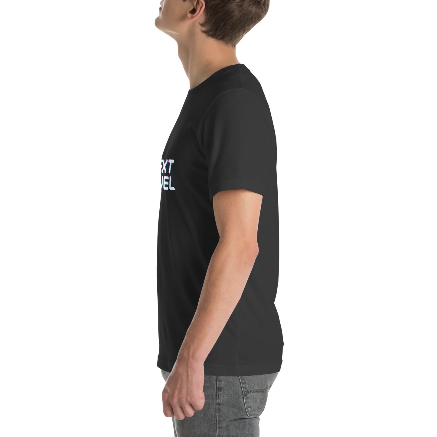 Image 10 of Black Ascender T-Shirt - Left Placement, size XL, with Next Level artwork visible in left-side angle.