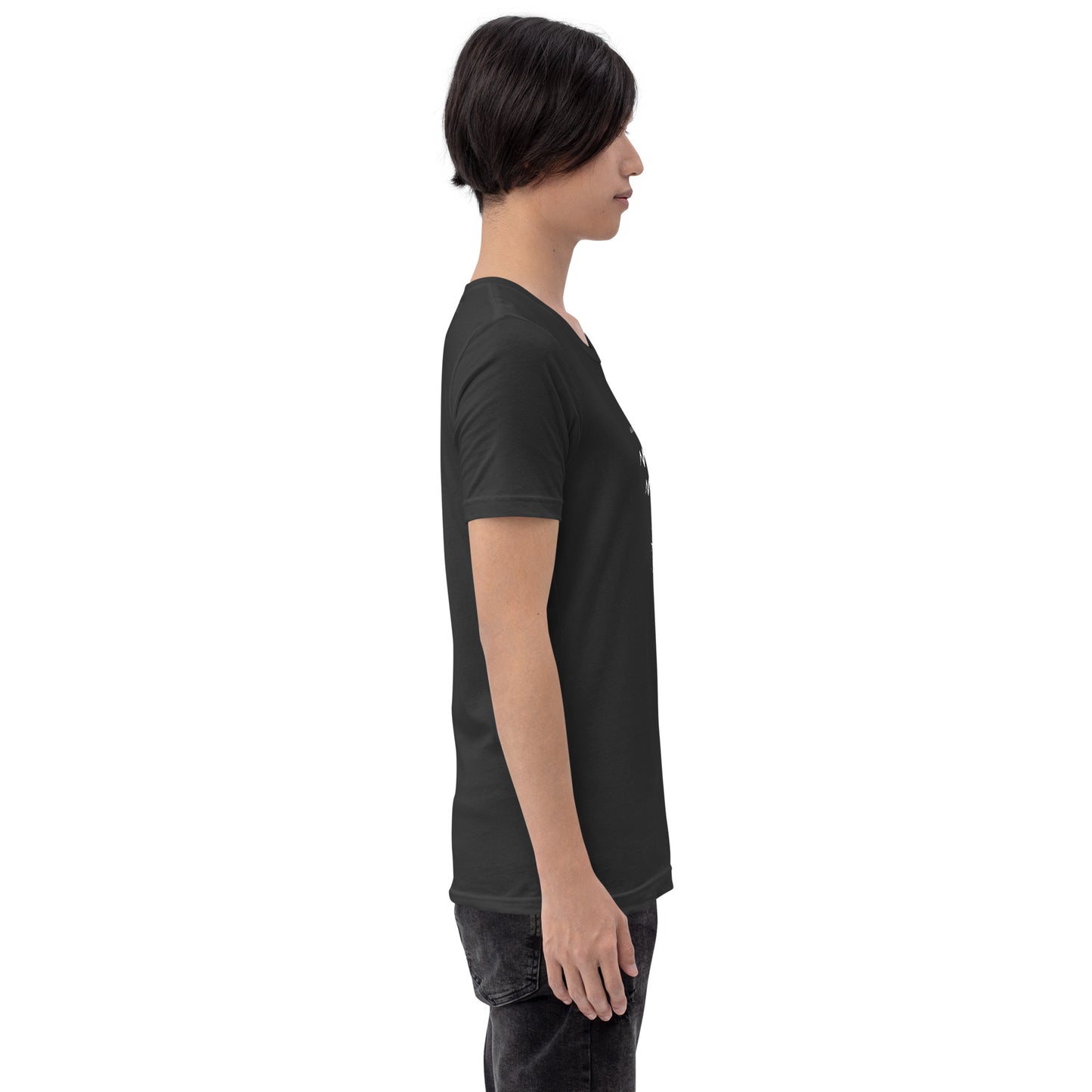 Waterbearer T-Shirt - Left Placement image 47 in Heather Midnight Navy, size M, showing right-side angle for the Aquarius design.