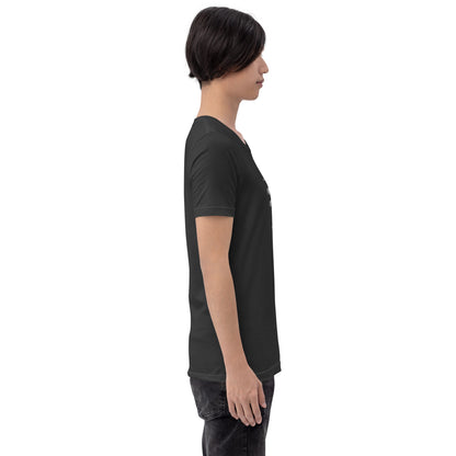 Waterbearer T-Shirt - Left Placement image 47 in Heather Midnight Navy, size M, showing right-side angle for the Aquarius design.