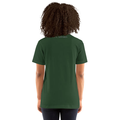 Image 16 of Oxblood Black Stillwater T-Shirt - Left Placement, size M, with Patience artwork visible in back view.