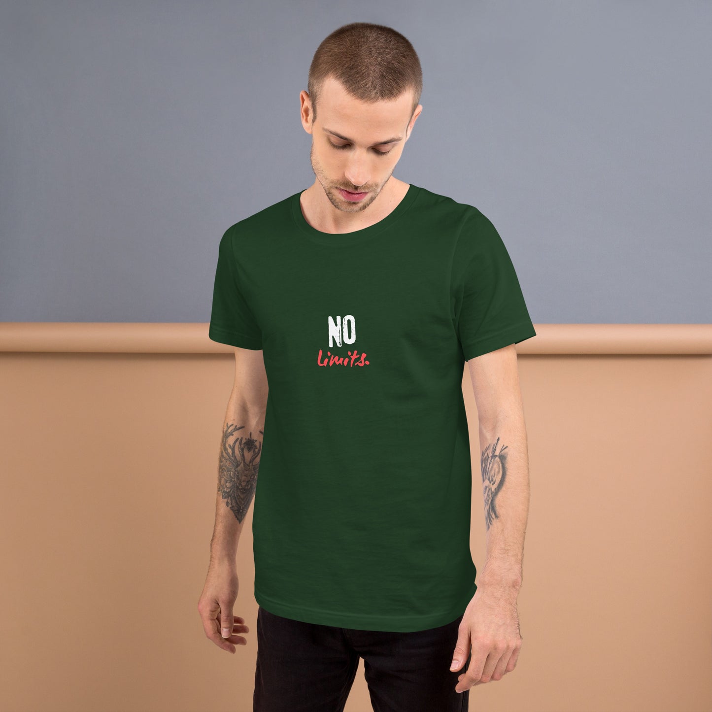 Limitless T-Shirt - Left Placement by R.A. Apparel, image 11, front view, Black, size L, left placement.