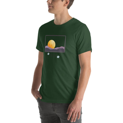 Image 34 of True Royal Avenor T-Shirt, size XL, with The View Awaits artwork visible in front view, left-side angle.