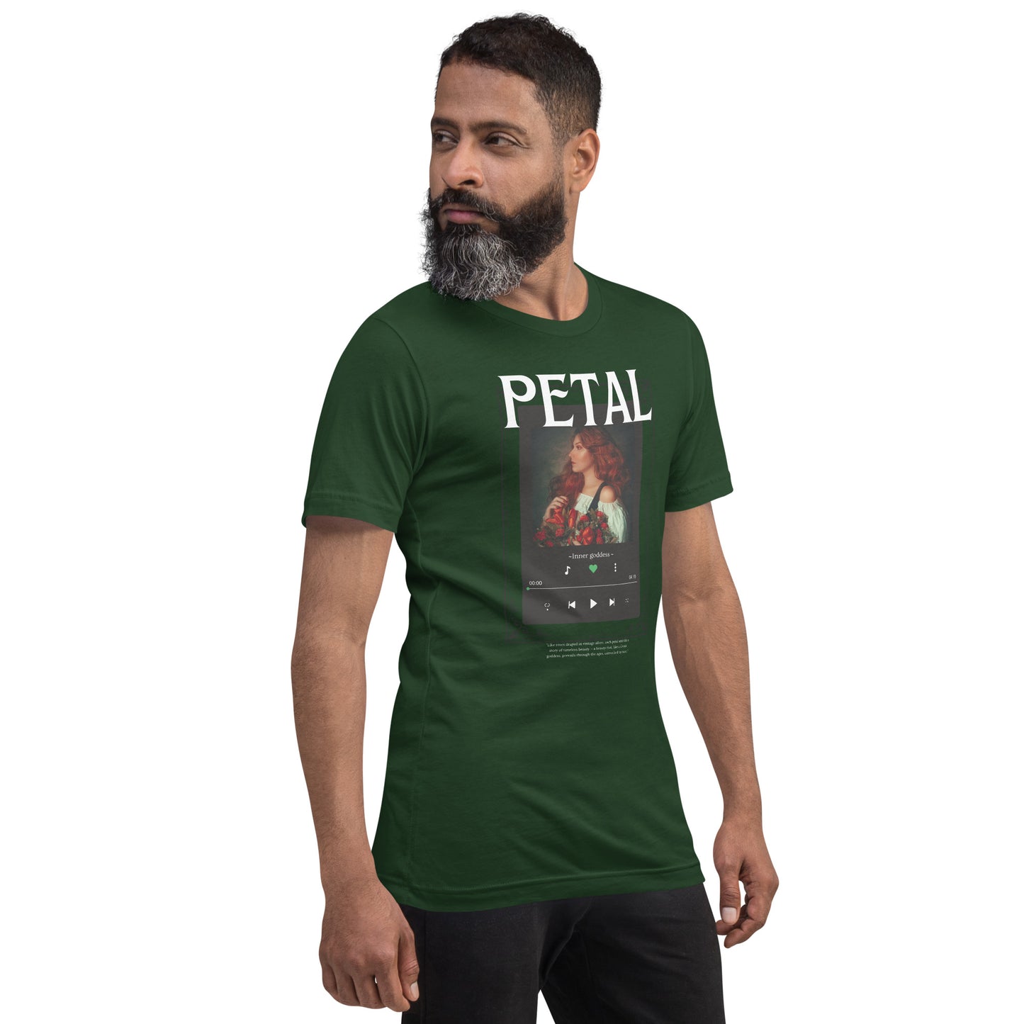 Petaline T-Shirt by R.A. Apparel, image 24, front view, right-side angle, Red, size XL, design placement.