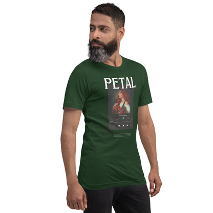 Petaline T-Shirt by R.A. Apparel, image 24, front view, right-side angle, Red, size XL, design placement.