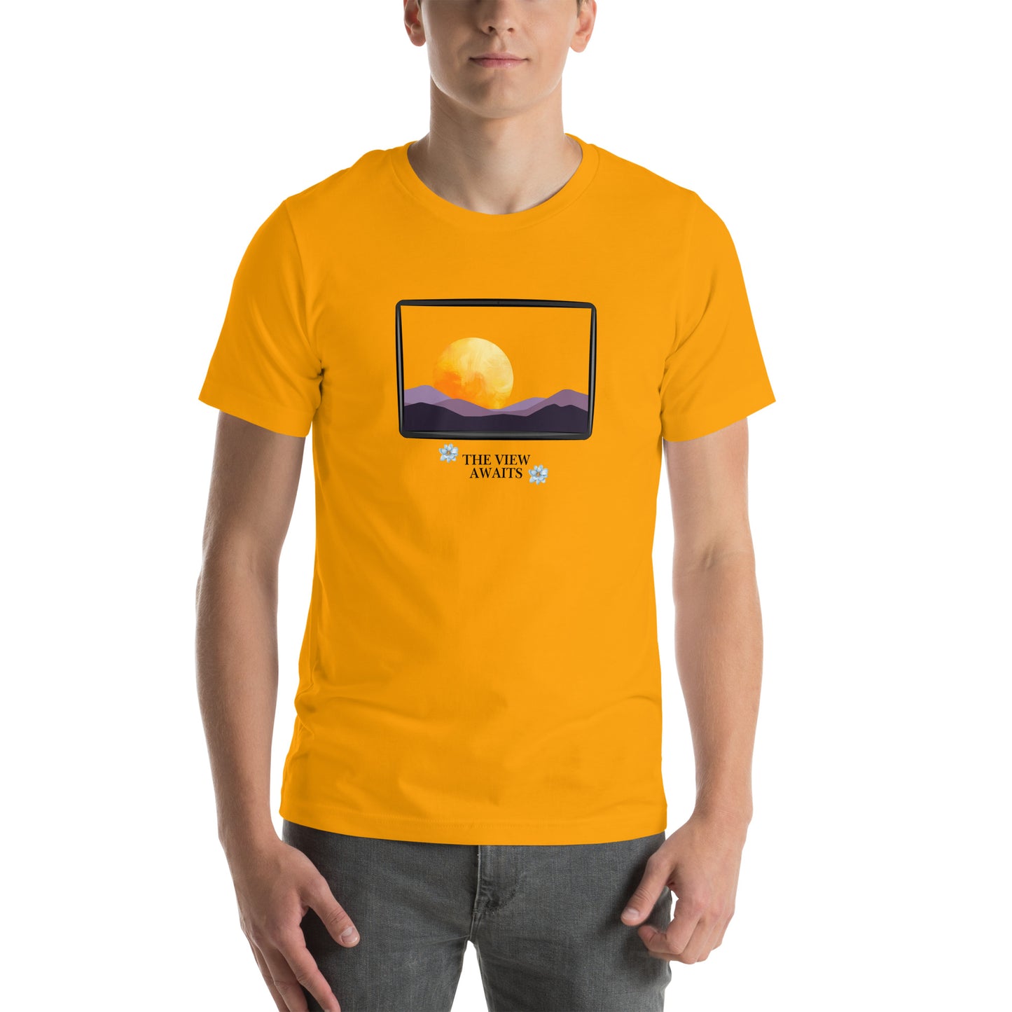 Avenor T-Shirt product image 91 in Yellow, size S, with front view and design placement.