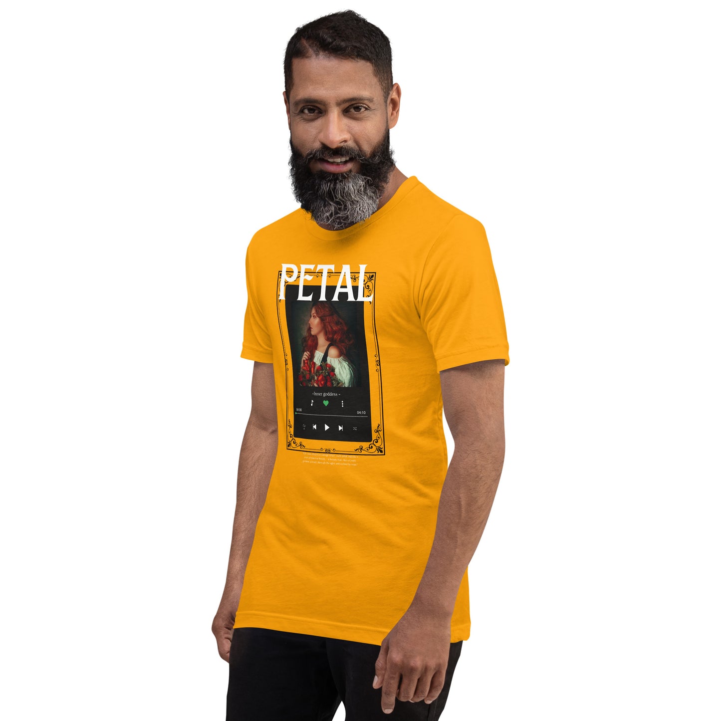 Petaline T-Shirt product image 71 in Heather Autumn, size S, with front view, left-side angle and design placement.