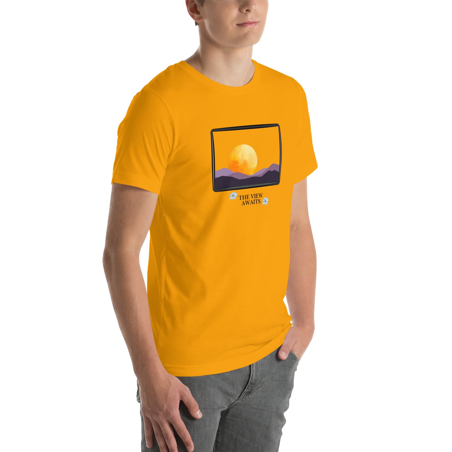 Avenor T-Shirt image 96 in White, size S, showing front view, right-side angle for the The View Awaits design.