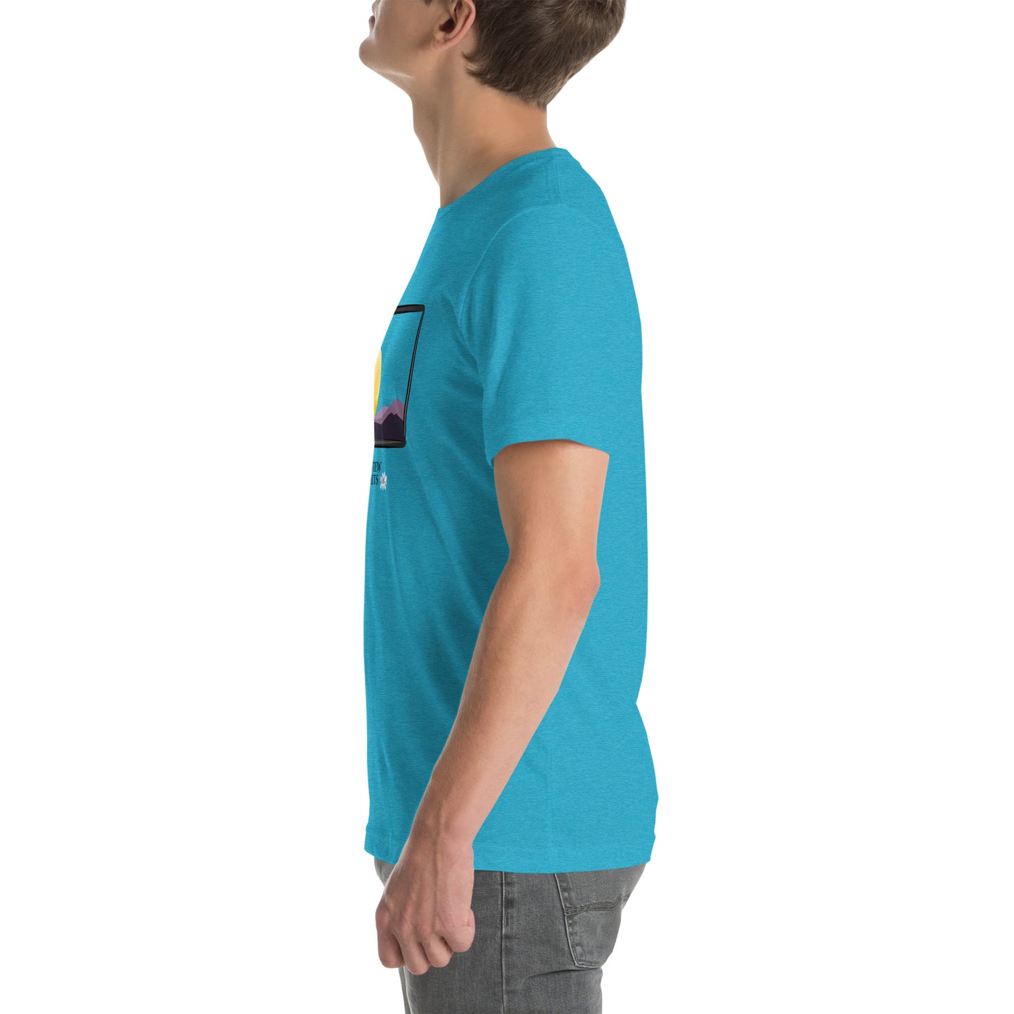 Image 79 of Gold Avenor T-Shirt, size XL, with The View Awaits artwork visible in left-side angle.