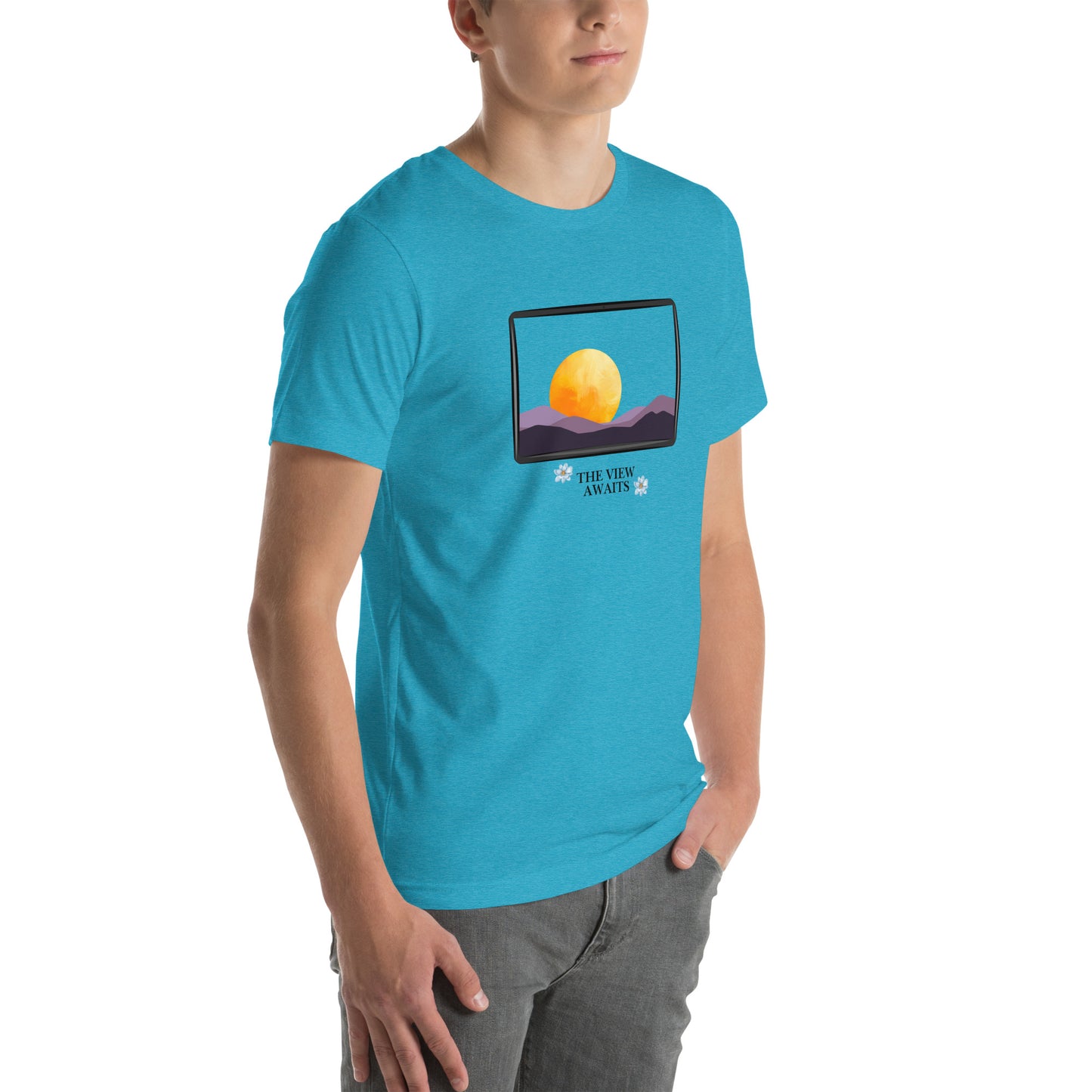 Avenor T-Shirt by R.A. Apparel, image 82, front view, right-side angle, Heather Yellow Gold, size M, design placement.