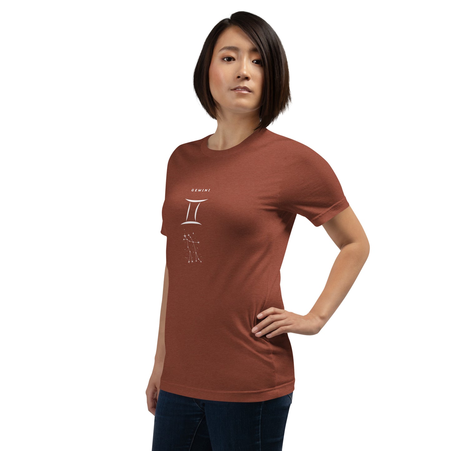 Twin Signal T-Shirt - Left Placement product image 52 in Heather Kelly, size S, with front view, left-side angle and left placement.
