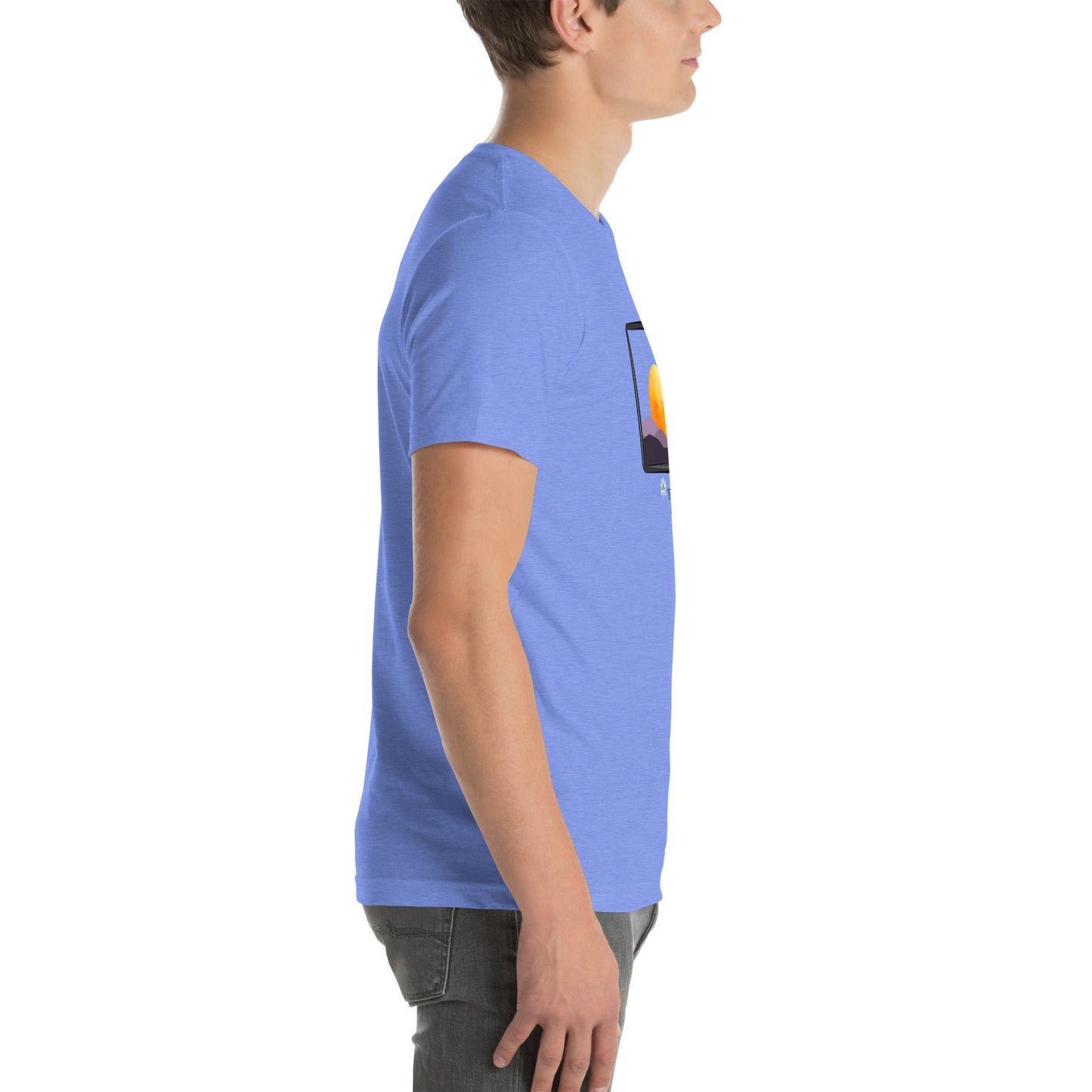 Image 86 of Ocean Blue Avenor T-Shirt, size S, with The View Awaits artwork visible in right-side angle.