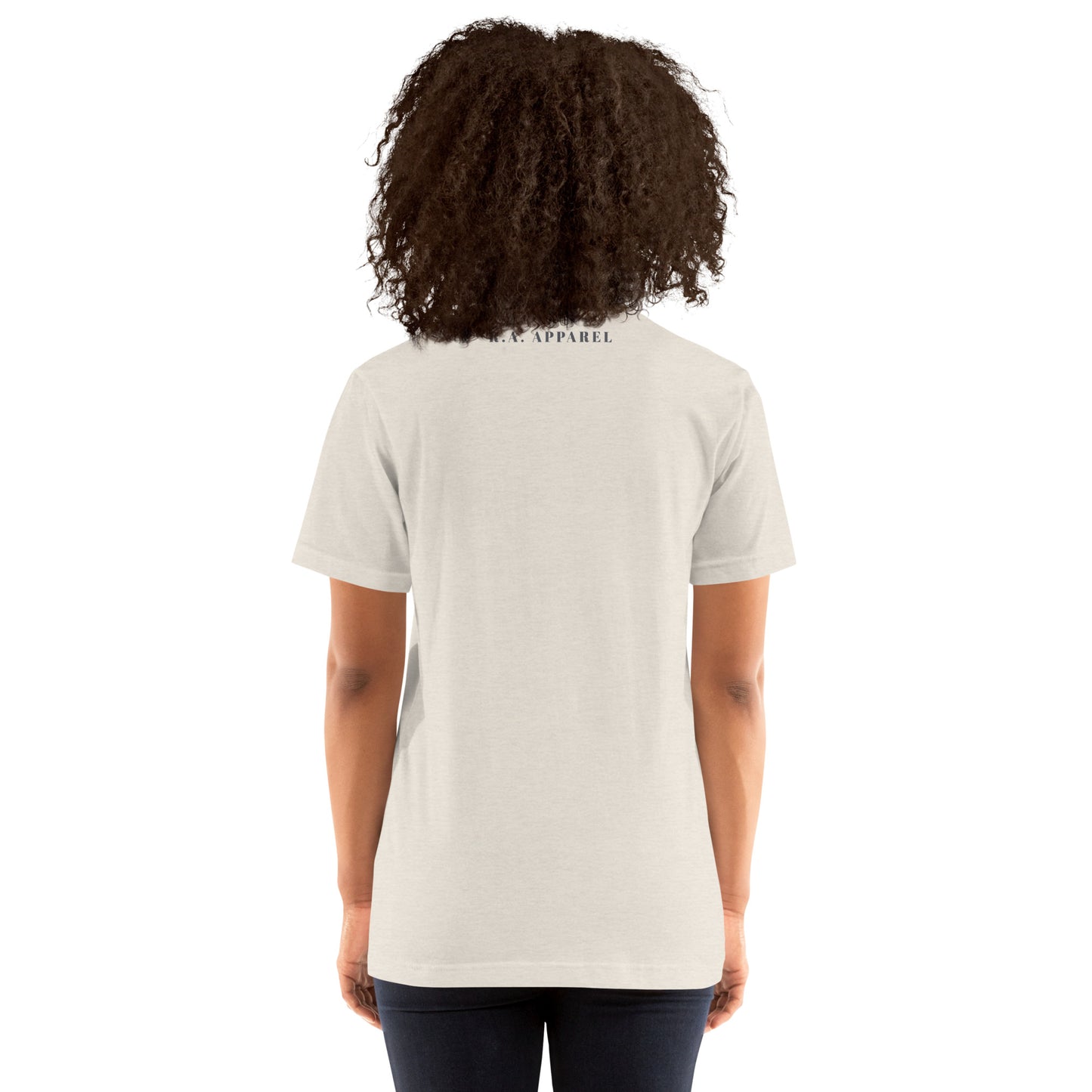 Breathing Room T-Shirt - Left Placement image 35: Ocean Blue version, size M with back view of the Just Breathe range.