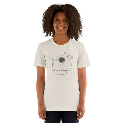 Breathing Room T-Shirt - Left Placement image 34 in Ocean Blue, size S, showing front view for the Just Breathe design.