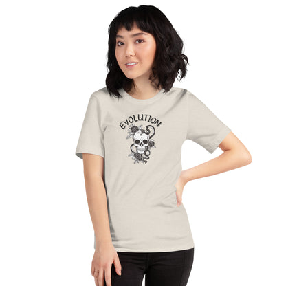 Image 43 of selected colour Evolution T-Shirt - Left Placement, with Evolution artwork visible in front view.