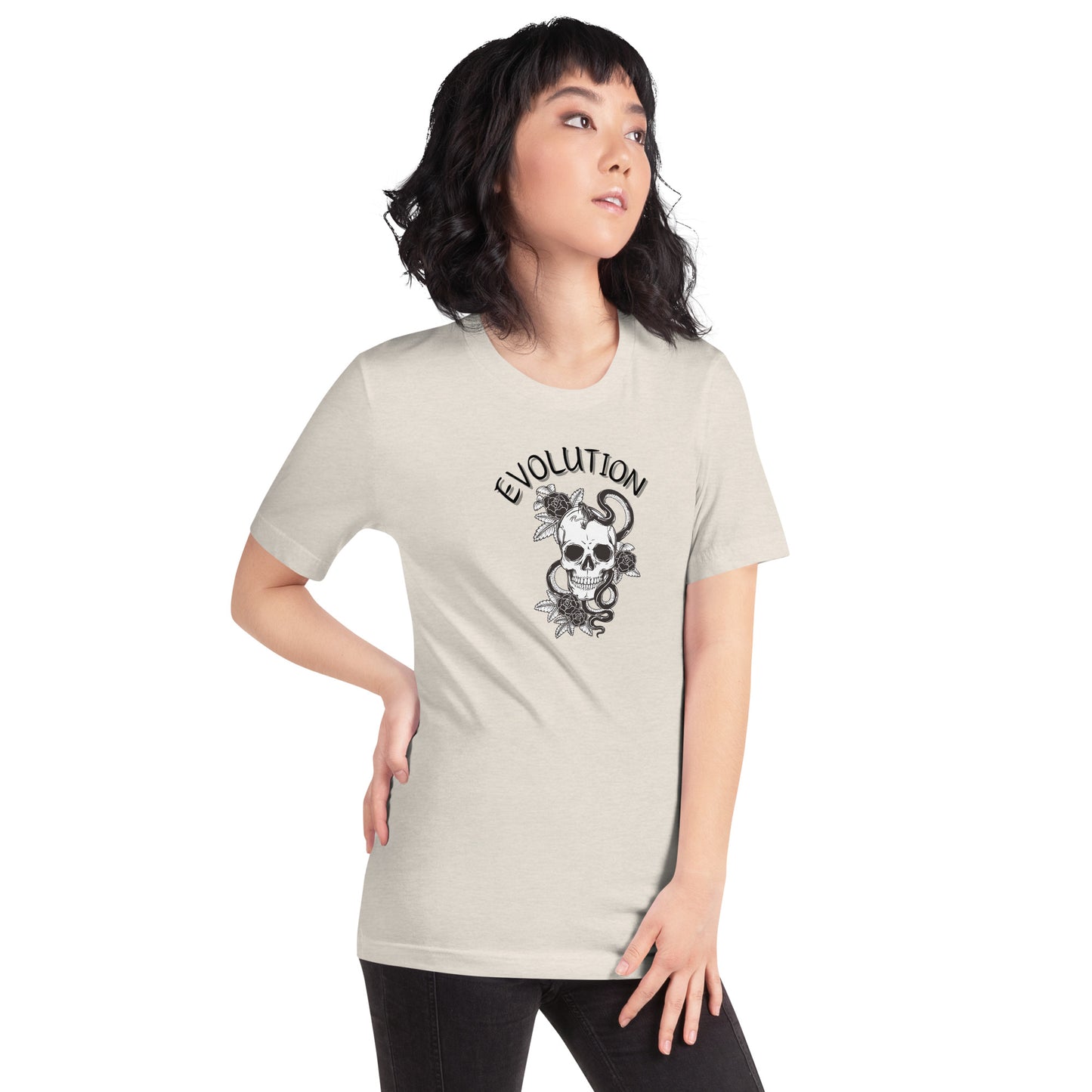 Evolution T-Shirt - Left Placement image 44: selected colour version with front view, right-side angle of the Evolution range.