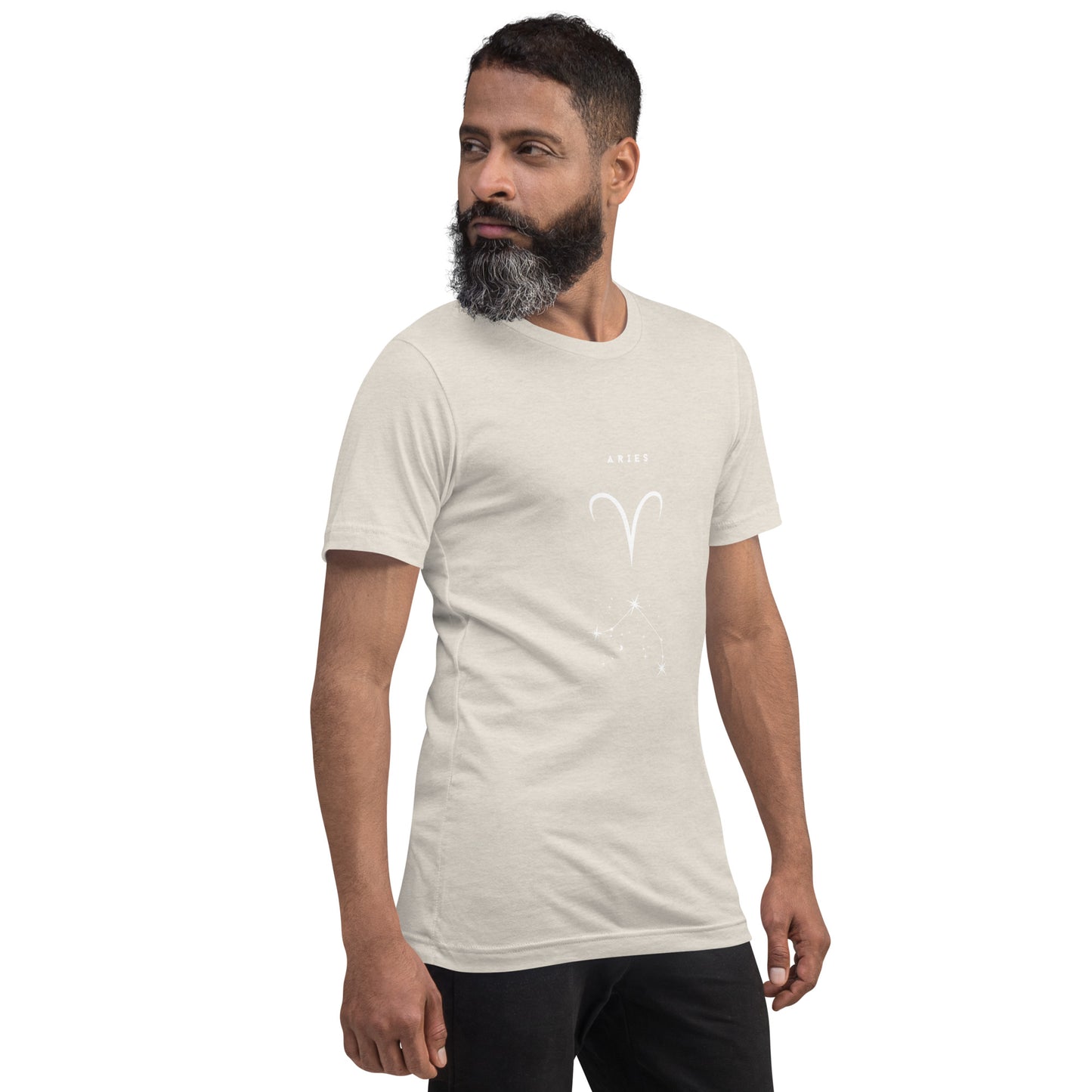 Image 68 of Yellow Marsborne T-Shirt - Left Placement, size S, with Aries artwork visible in front view, right-side angle.