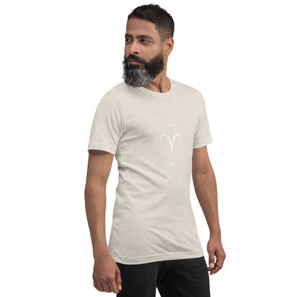 Image 68 of Yellow Marsborne T-Shirt - Left Placement, size S, with Aries artwork visible in front view, right-side angle.
