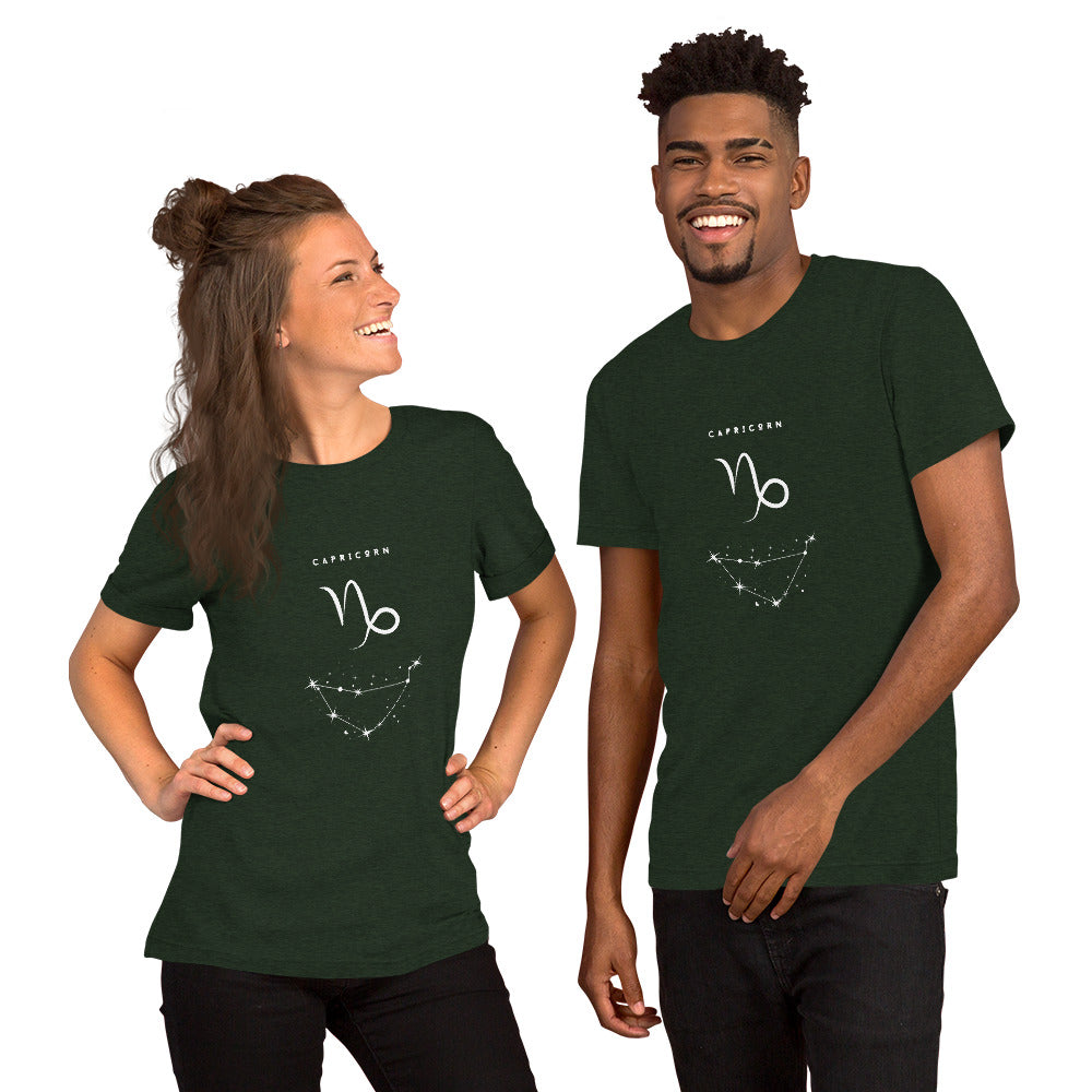 Montaire T-Shirt image 7 in Black, size M, showing front view for the Capricorn design.